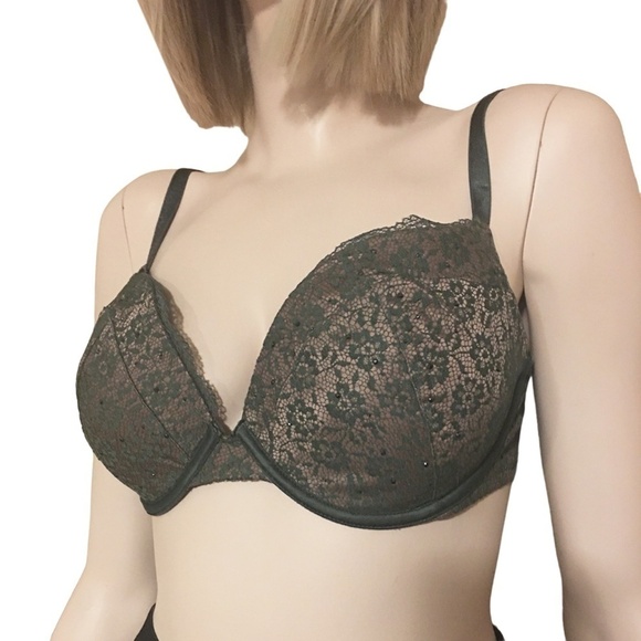 Victoria's Secret Dream Angels Bra Padded Push Up Lace Rhinestones Underwired - Picture 2 of 11